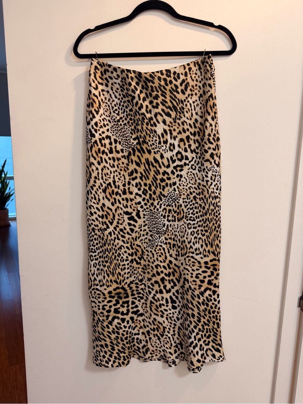Zara Leopard-Print Midi Slip Skirt - Beige & Black